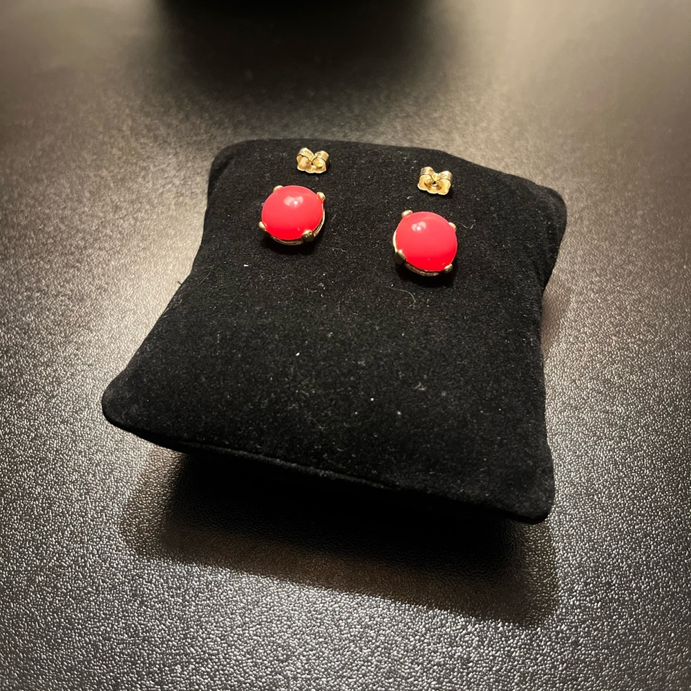 J Crew Neon Pink and Gold Stud Earrings